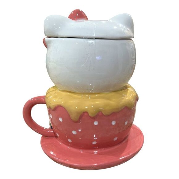 NWT VALENTINE HELLO KITTY x BLUE SKY TEA CUP COOKIE JAR - Picture 4 of 6